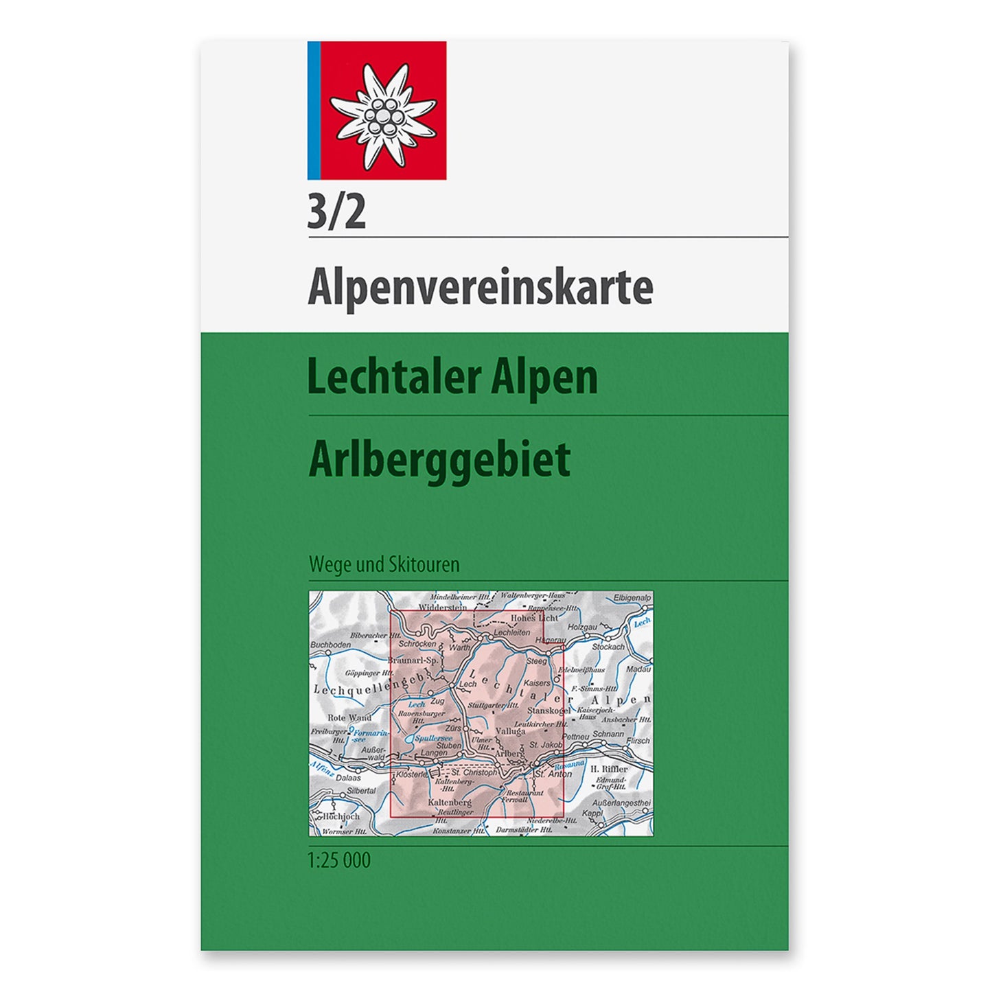 3/2 Footpath & Ski Map - Lechtal Alps, Arlberg Region - 2019