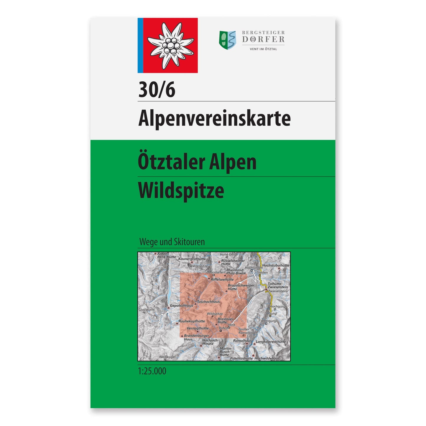 30/6 Footpath and Ski Map - Ötztal Alps, Wildspitze - 2014