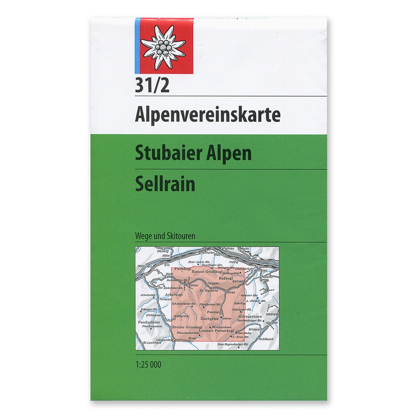 31/2 Footpath and Ski Map - Stubaier Alpen, Sellrain - 2016