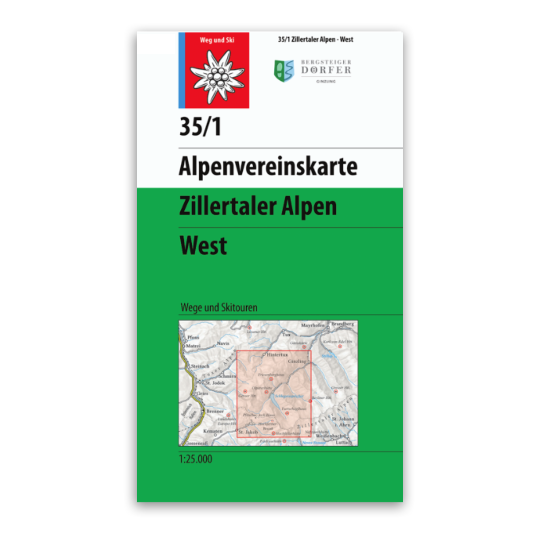 35/1 Footpath & Ski Map - Zillertal Alps, West - 2023